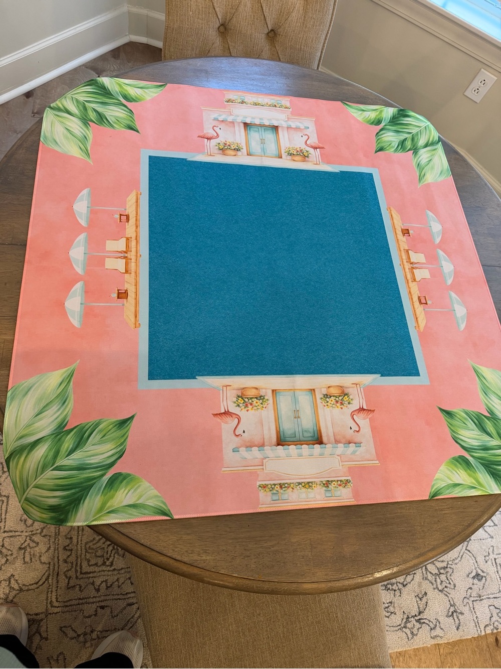 Pink and Teal Tropical Mahjong mat